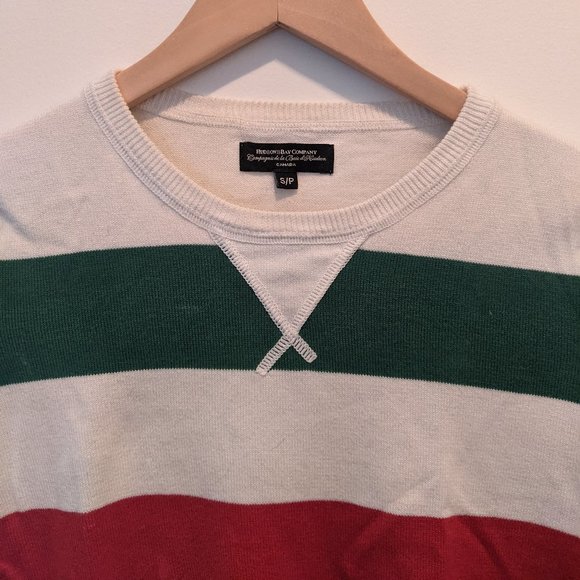 The Bay / Hudson's Bay Classic Stripes Fitted Sweater ivory and multi stripes S - Picture 3 of 4